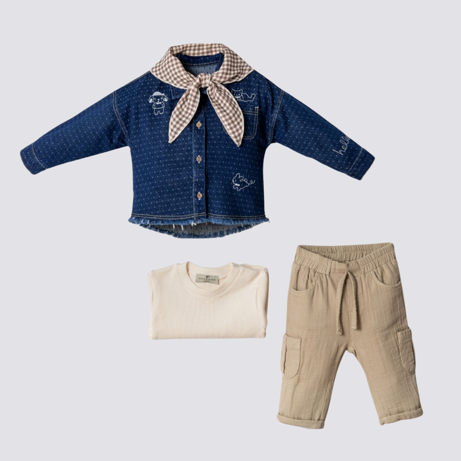 FULARLI ERKEK DENİM TAKIM 