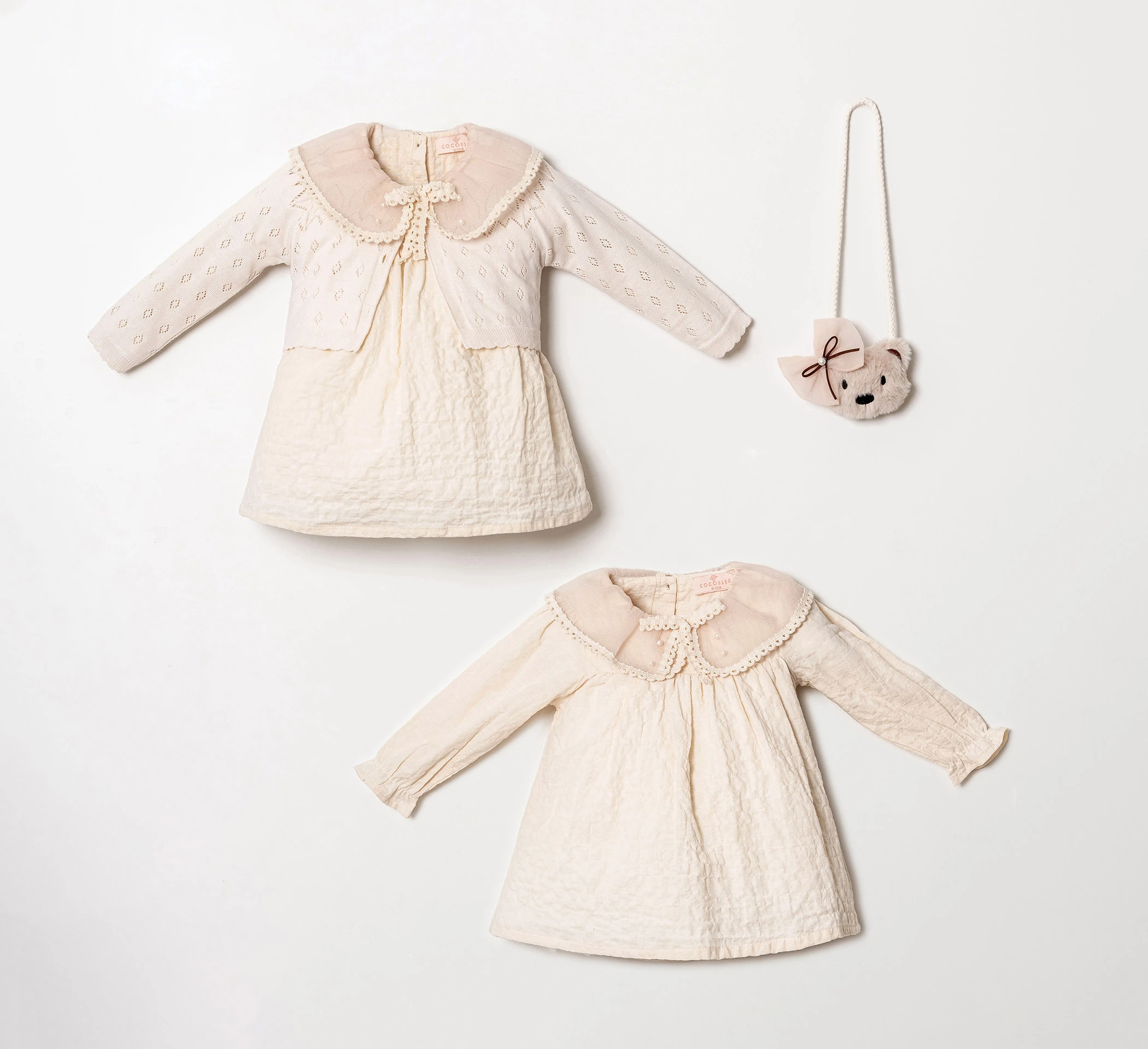 MİNİ BEAR ÇANTALI TRIKO ELBİSE 3'LÜ TAKIM